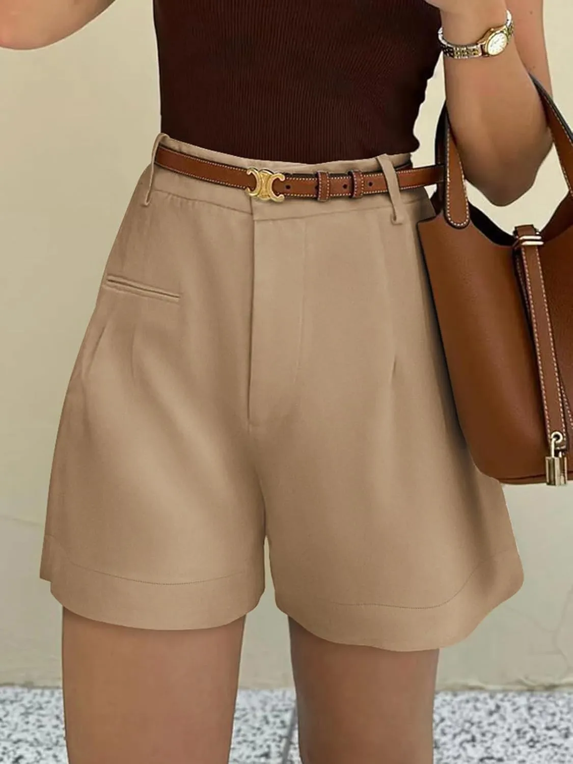 NIMIN Womens Shorts Dressy High Waisted 2025 Summer Trendy Business Casual Work Tailored Shorts Without Pockets Belts