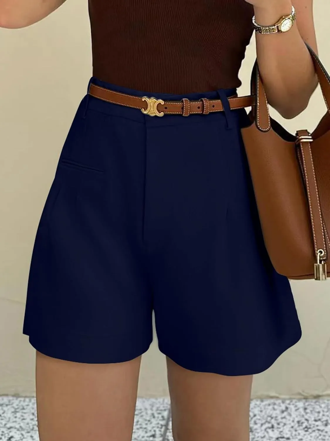 NIMIN Womens Shorts Dressy High Waisted 2025 Summer Trendy Business Casual Work Tailored Shorts Without Pockets Belts