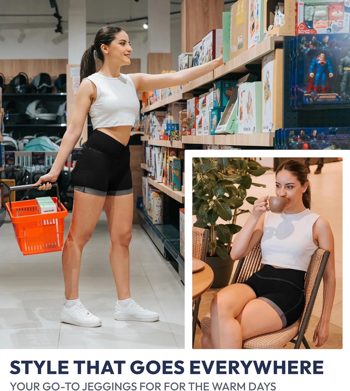 NirJEANS Women's Short Jeggings - Sexy Jeans Shorts for Women, High Waisted Crossover Women's Jeggings Booty Shorts for Women