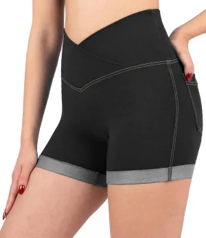 NirJEANS Women's Short Jeggings - Sexy Jeans Shorts for Women, High Waisted Crossover Women's Jeggings Booty Shorts for Women