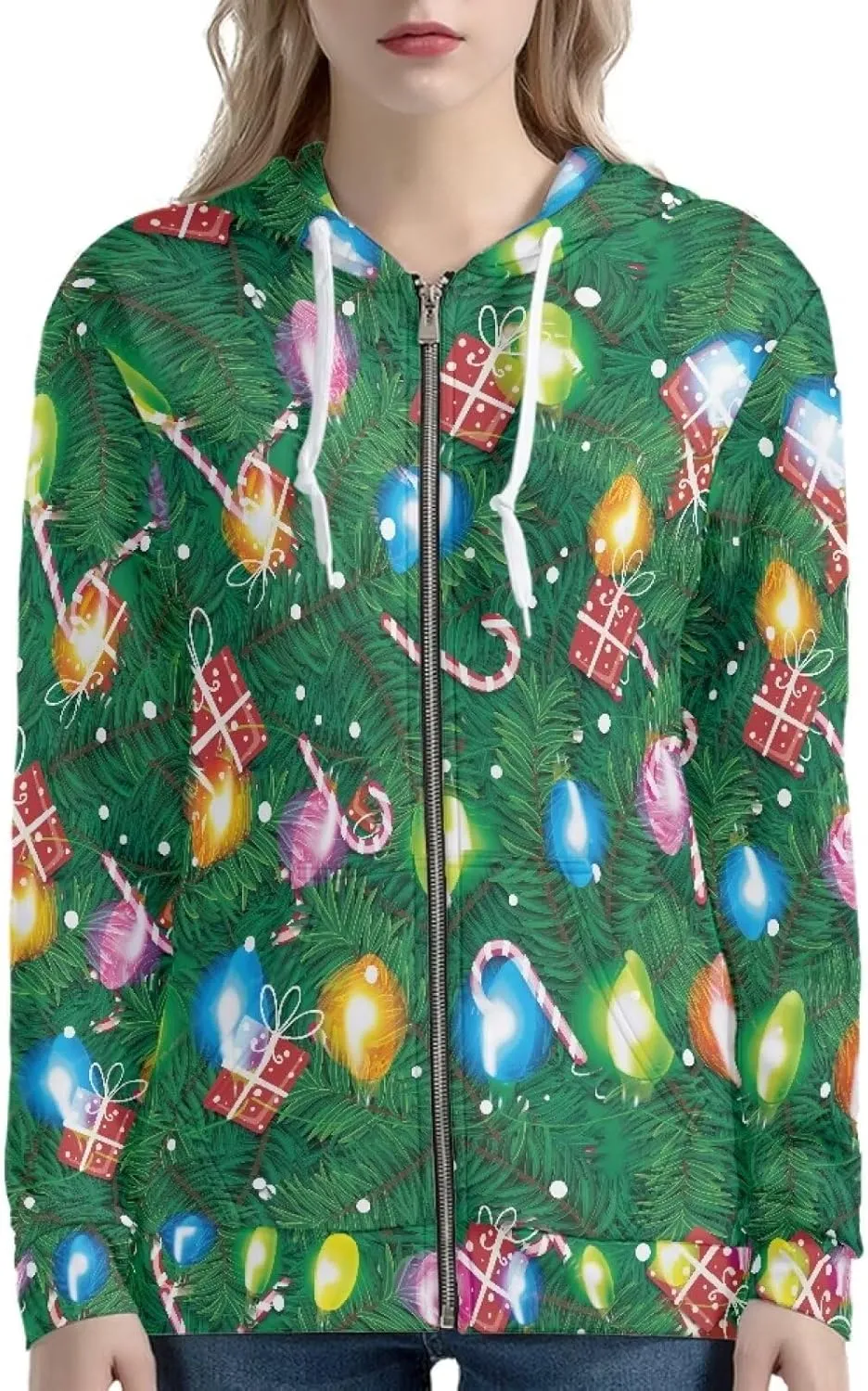 Novelty Printed Zip Up Hoodie Women Long Sleeve Sweatshirts Fall Outfits 2024 Hoodies