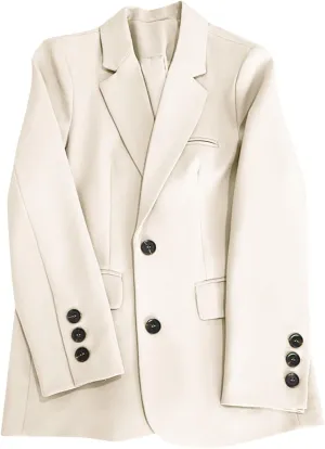 Office Work Blazers for Women Fall Lightweight Casual Open Front Suit Jackets Long Sleeve Lapel Button Down Outwear