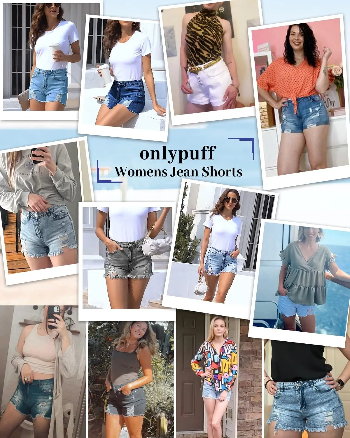 onlypuff Women's Denim Jean Short Ripped High Waist Cut Off