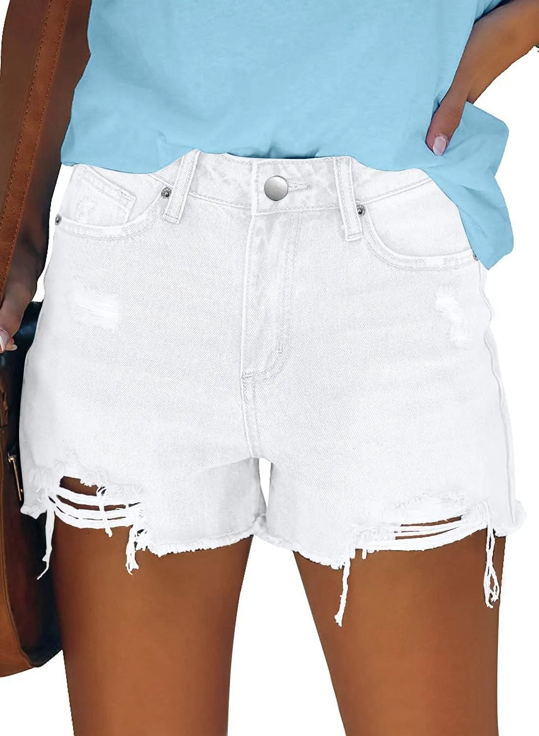 onlypuff Women's Denim Jean Short Ripped High Waist Cut Off