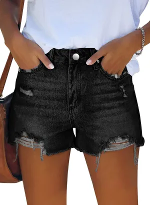 onlypuff Women's Denim Jean Short Ripped High Waist Cut Off
