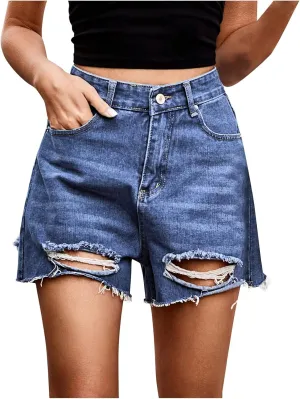 Pants for Women Fall Summer Denim Loose Fit Western High Cut Ripped Pants Shorts Jeans Women 2025 Trendy