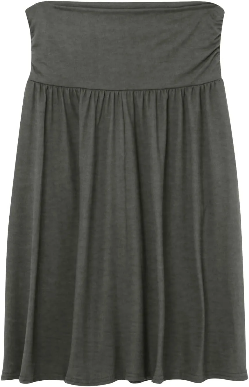 Pleated Midi Skirts for Women 2025 Summer High Waisted Solid Color Flowy A-Line Skirt with Pockets