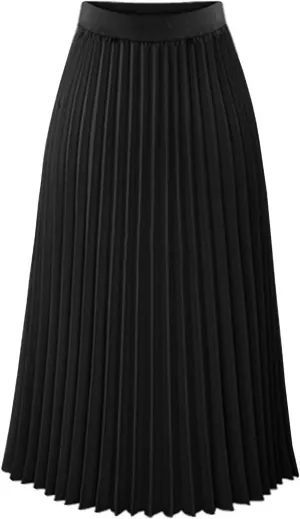 Pleated Skirts for Women Elegant High Waist a Line Skirt Fall Winter Casual Loose Fit Midi Skirt Trendy Long Skirt