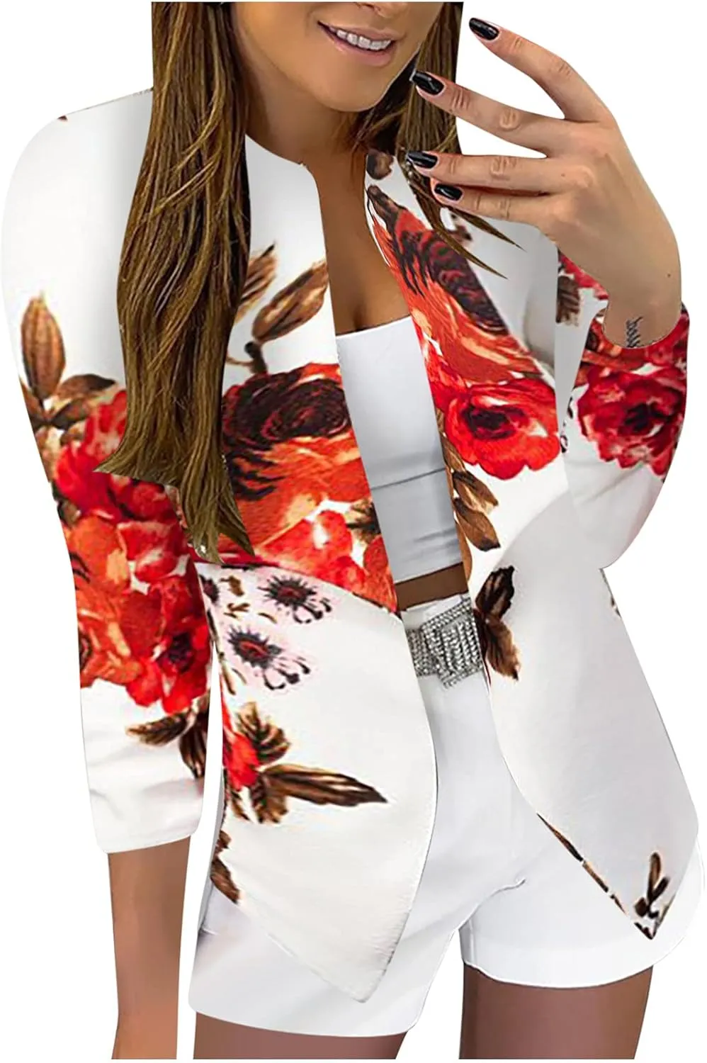 Plus Size Blazers for Curvy Women Office Ladies Jacket Long Sleeve Prtite Trendy Blazers Fitted With Pockets Suit