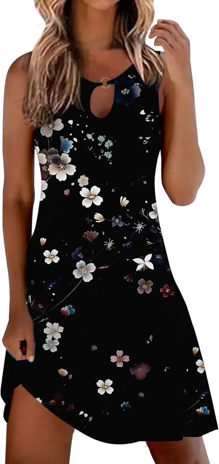 Plus Size Sundresd Sun Dresses for Women 2025 Vacation Beach Casual Summer Sundresses Sleeveless Tank Short Boho