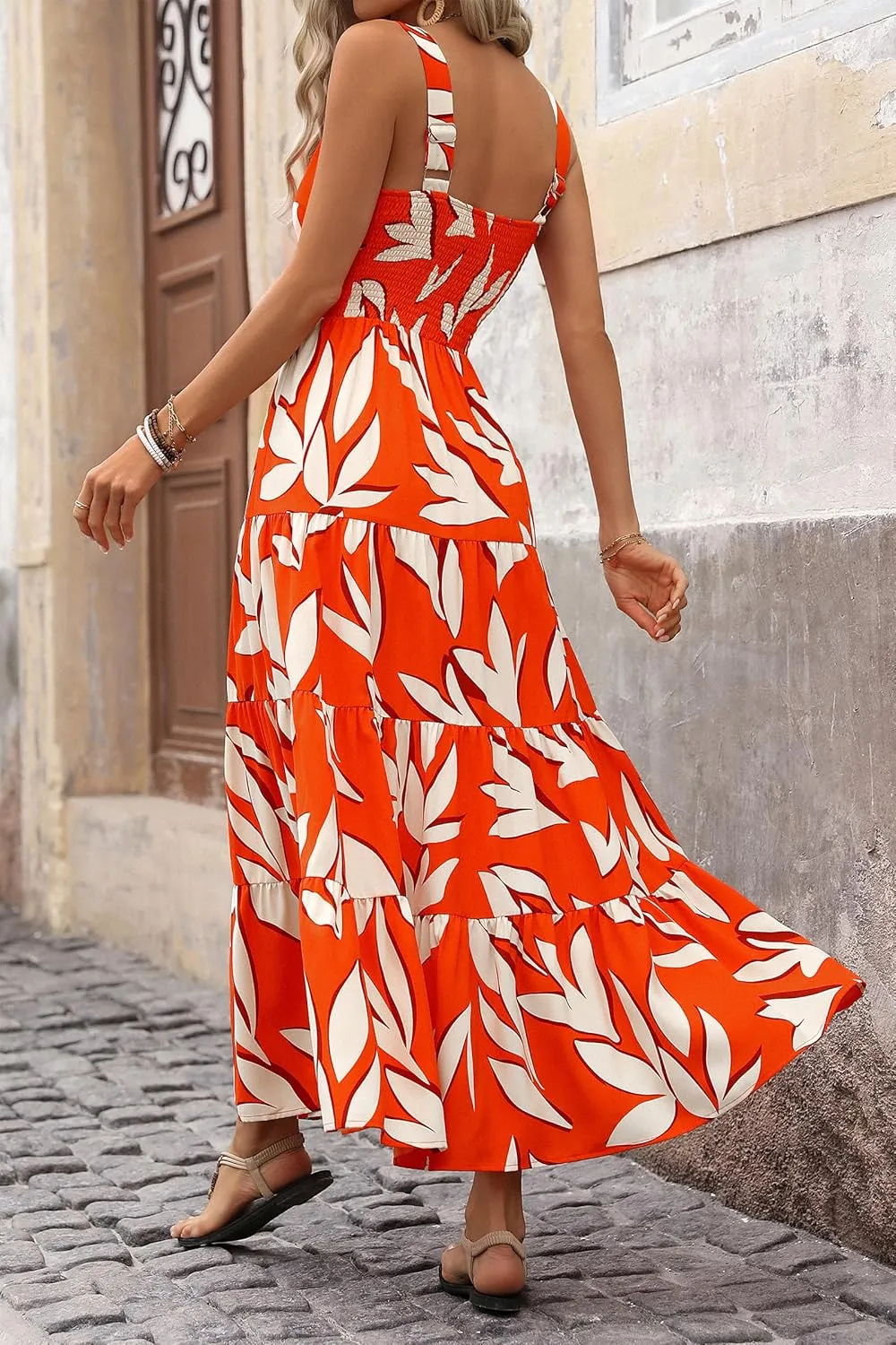 PRETTYGARDEN Women's Summer Floral Maxi Dress Sleeveless Smocked Ruffle Long Flowy Beach Vacation Boho Sundresses