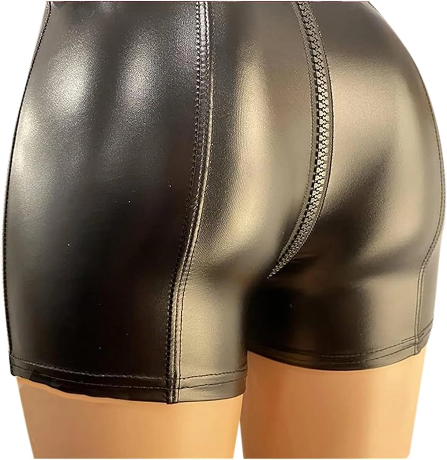 Pu Leather Crotch Zipper Shorts Women Fashion Sexy Black High Waisted Casual Shorts Summer Trendy Frayed Hot Short