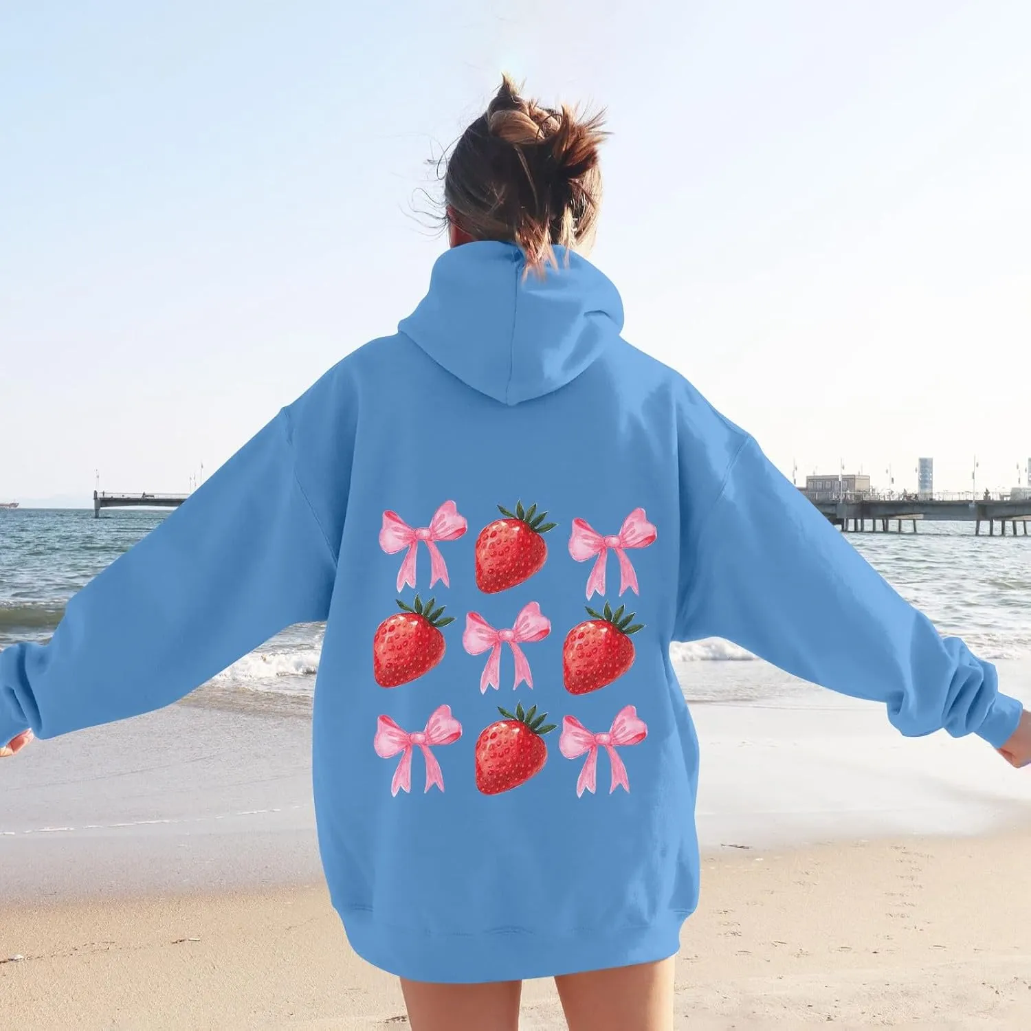 PVTOSD Sweatshirts For Teen Girls Long Sleeve Letter Print Casual Graphic Hoodies Drawstring Pullover Cute S, XXL