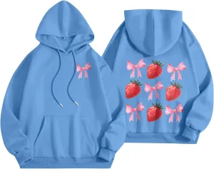 PVTOSD Sweatshirts For Teen Girls Long Sleeve Letter Print Casual Graphic Hoodies Drawstring Pullover Cute S, XXL