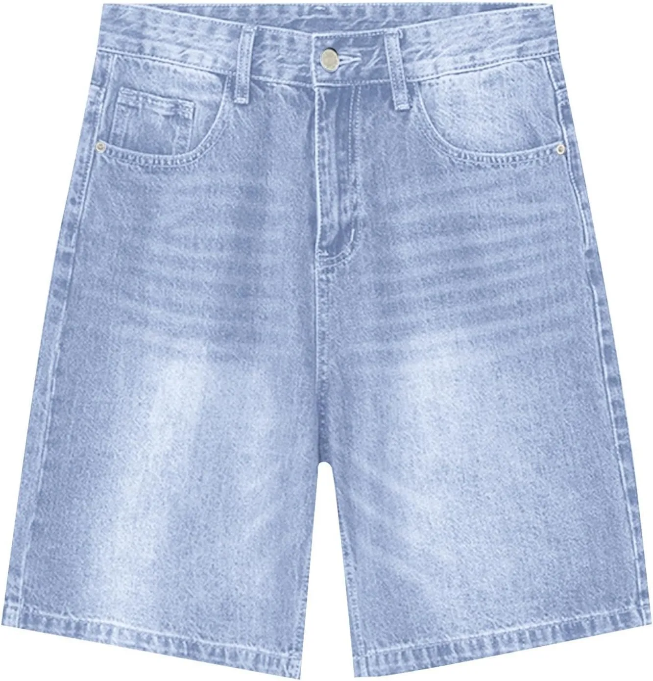 Ripped Jean Shorts for Women Front Button Frayed Raw High Waist Denim Shorts Junior Distressed Cutoff Wide Leg Short