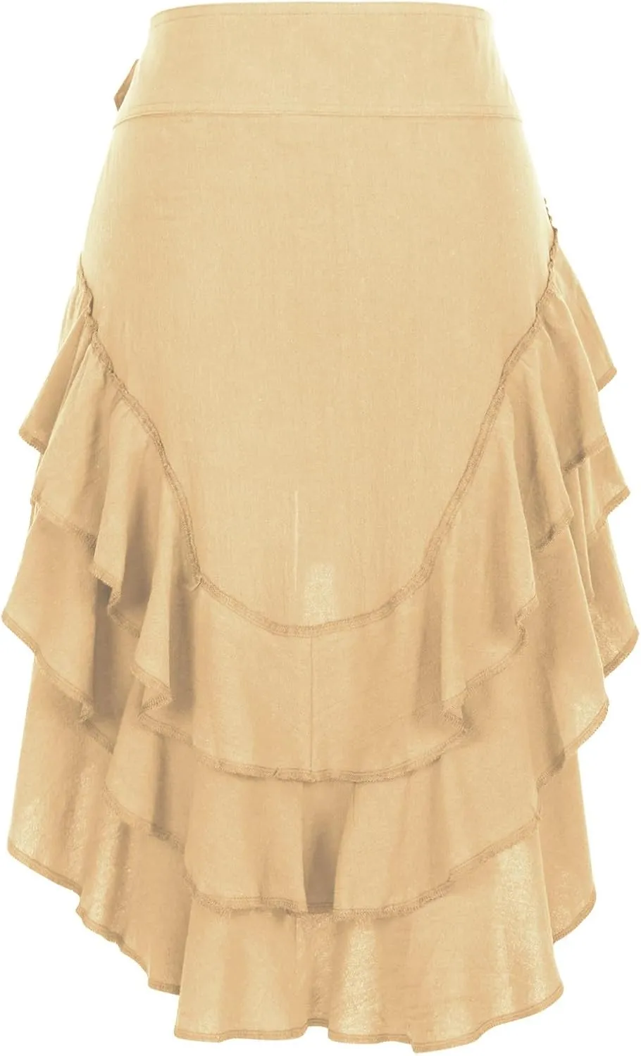Ruffle Smocked Skirt for Women Summer Fashion Boho Beach Vacation Irregular Hem Skorts Casual Solid Tiered Skirts