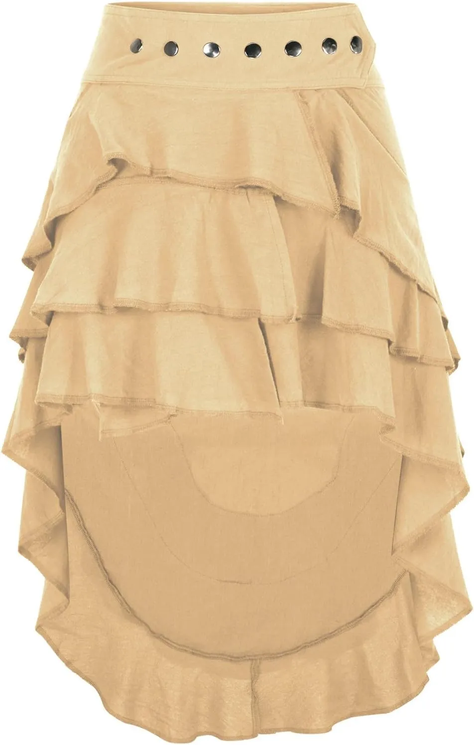 Ruffle Smocked Skirt for Women Summer Fashion Boho Beach Vacation Irregular Hem Skorts Casual Solid Tiered Skirts