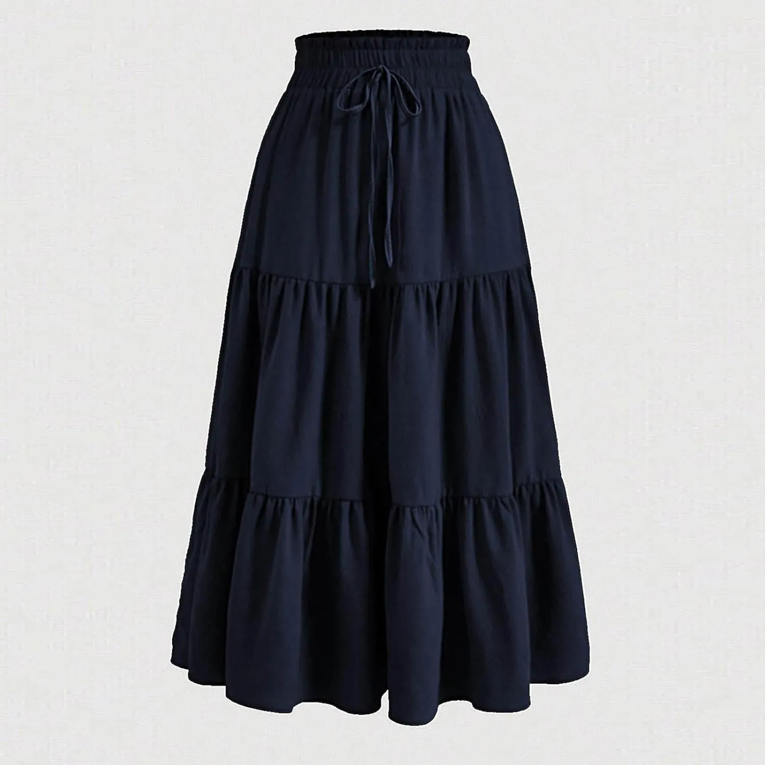 Ruffle Tiered Skirt for Women Summer High Waist Pleated A-Line Flowy Beach Skirts Casual Fashion Vacation Long Skirt