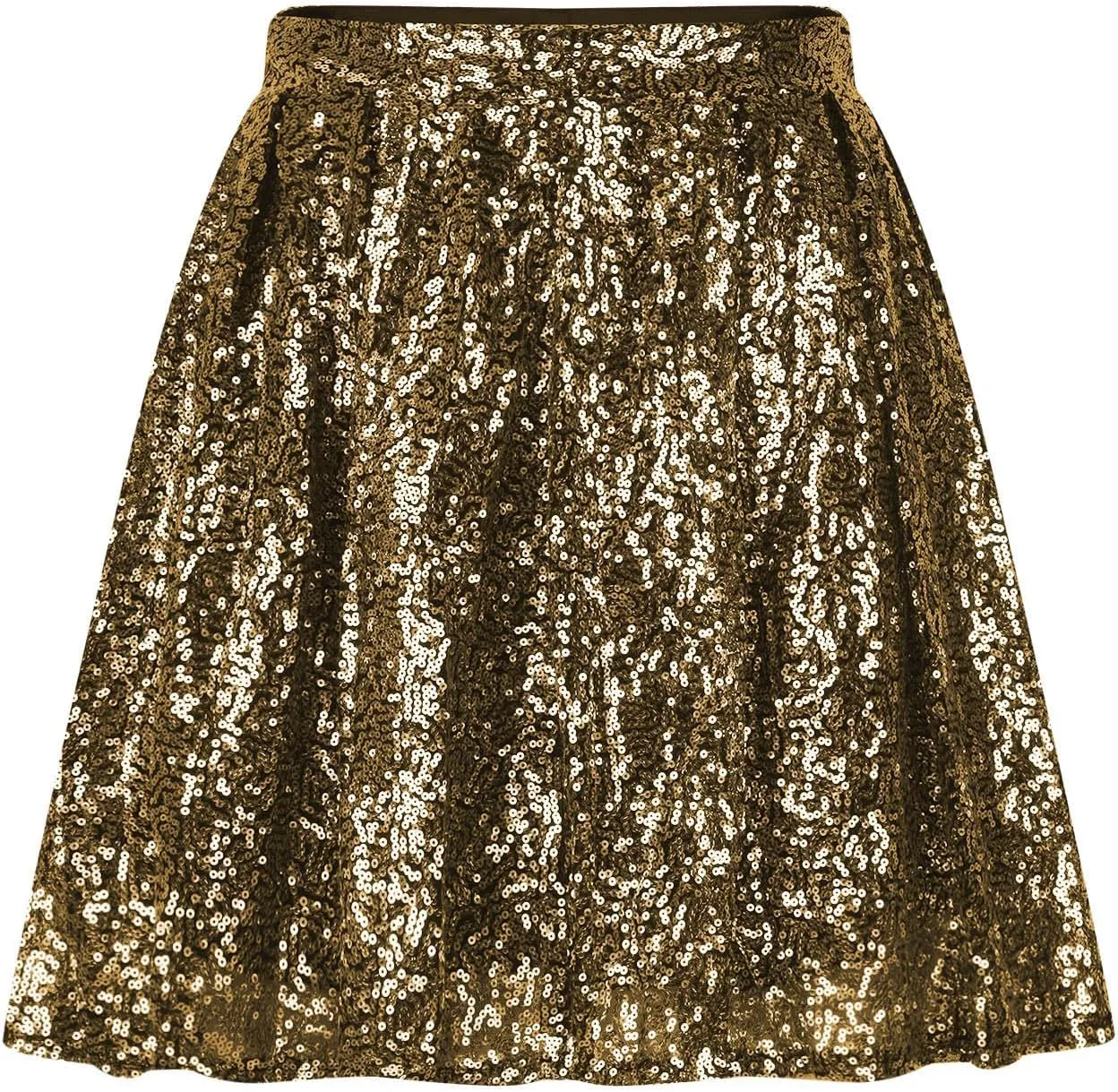 Sequin Mini Skirt for Women A-line Basic Skirt Stretchy Flared Casual Pleated Sparkly Skater Skirts Short Rave Skirt