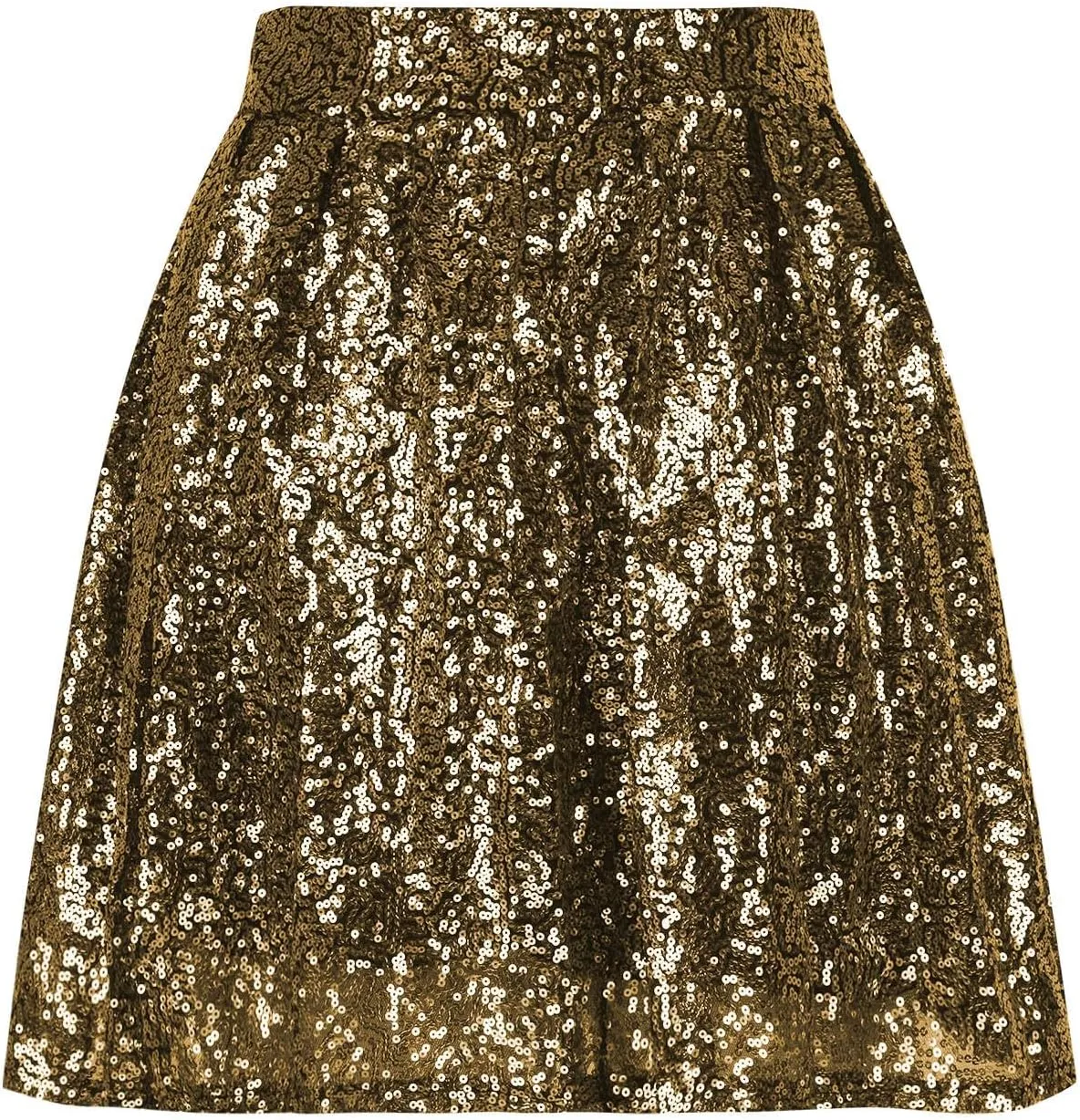 Sequin Mini Skirt for Women A-line Basic Skirt Stretchy Flared Casual Pleated Sparkly Skater Skirts Short Rave Skirt