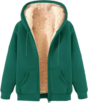 Sherpa Lined Jackets for Men Zip Up Hoodies Casual Oversized Fleece Jacket Trendy Y2K Hoodie Warm Winter Coat Pocket