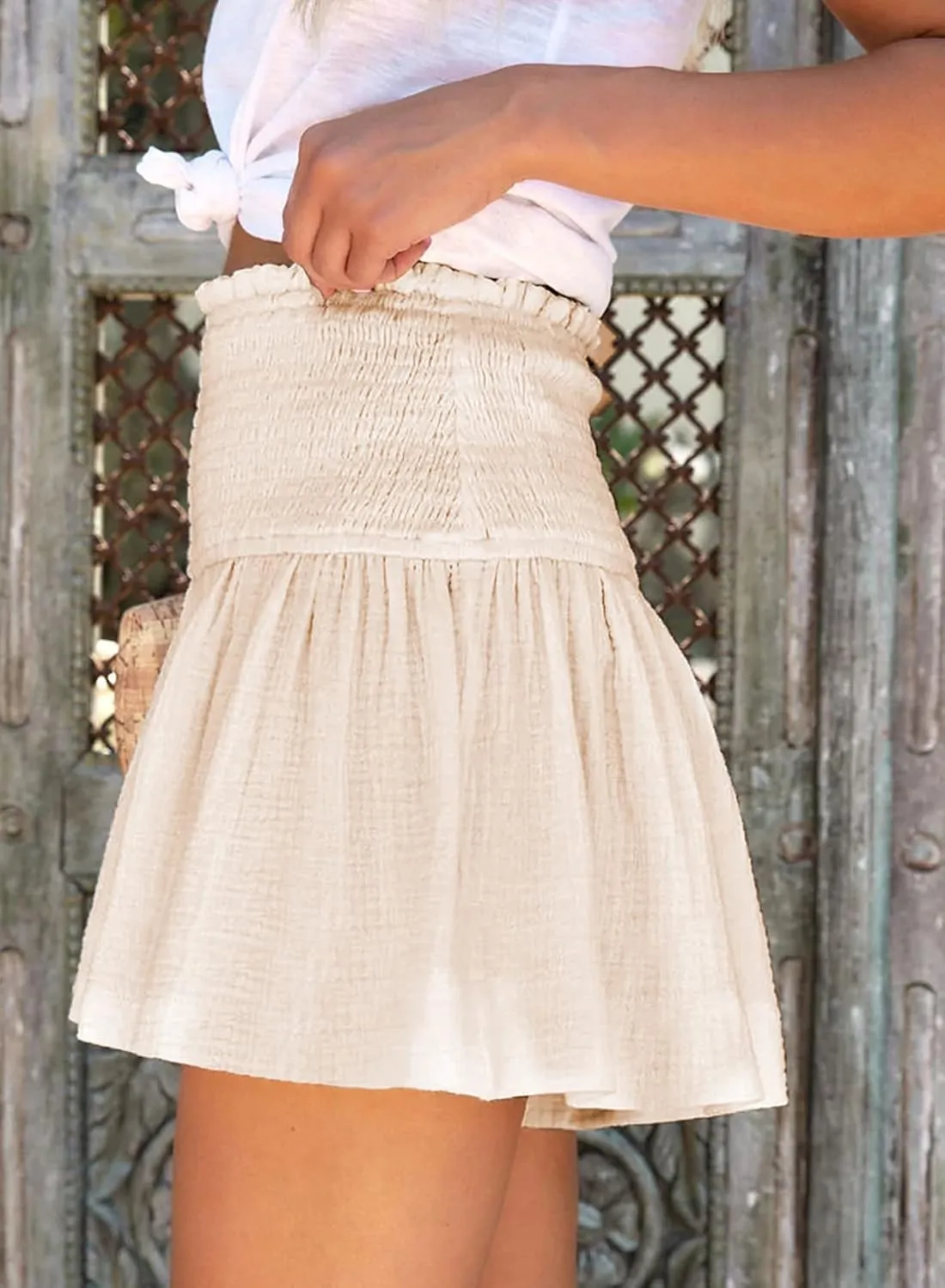 Shorts for Women High Rise Elastic Waisted Casual Summer Smocked Flowy Shorts
