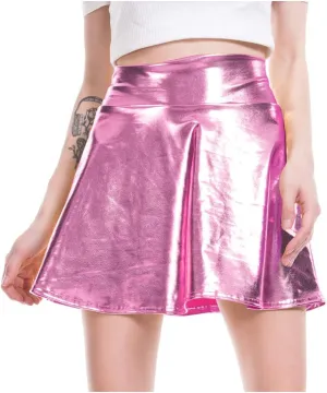 Skirt for Women Women's Casual Fashion Shiny Flared Pleated A-Line Mini Skirt Summer Skirts for Women 2024