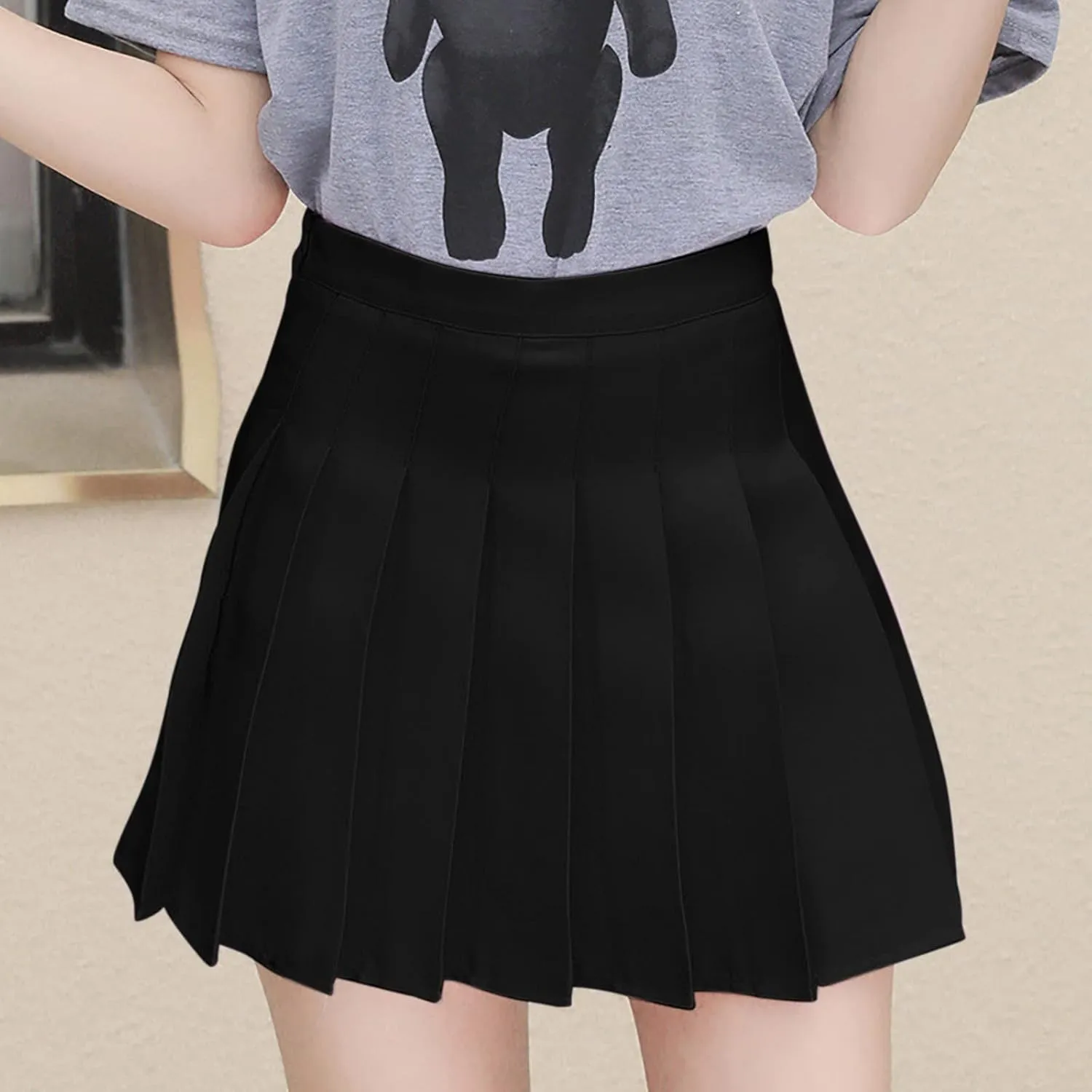 Skirts for Women High Waist Chain A-Line Skirt High Waist Check Pleated Fairy Mini Skirt Skater School Rainbow