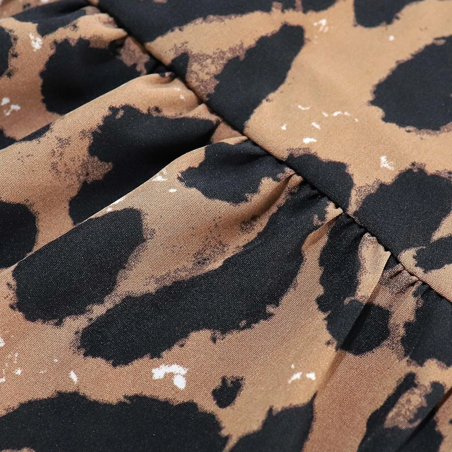 Skirts for Women Trendy Leopard Print Pleated High Elastic Waist A-Line Knee Length Casual Vacation Skirts Streetwear