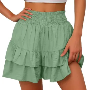 Skorts for Woman Tennis Golf Summer Ruffle Outfits Comfy Boho High Waist Skorts Crochet Casual Trendy Flowy Skirts