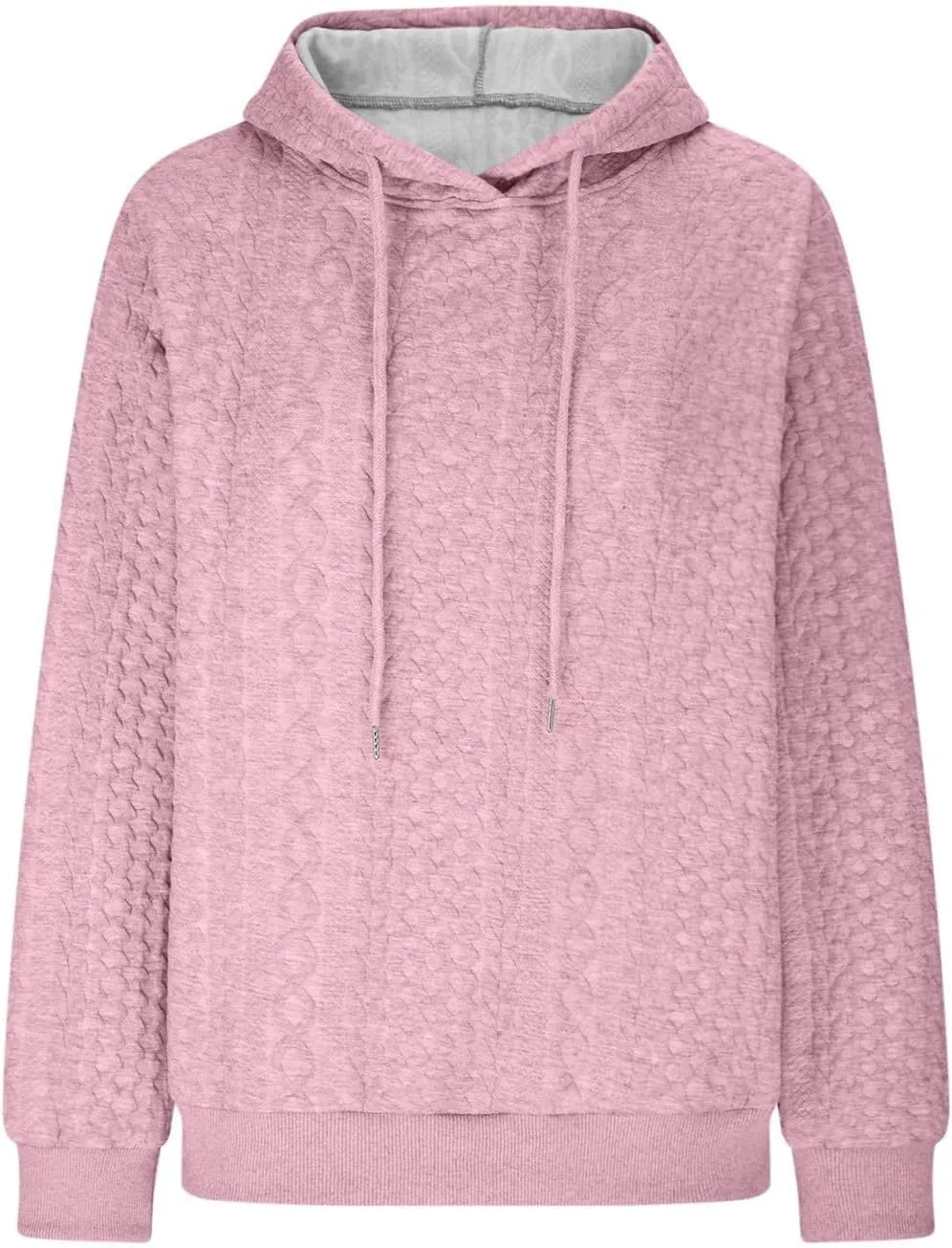 slqdgmryz Oversized Hoodies for Women Plus Size Cable Knit Sweater Loose Fit Drawstring Comfort Hoodie Preppy Sweatshirt