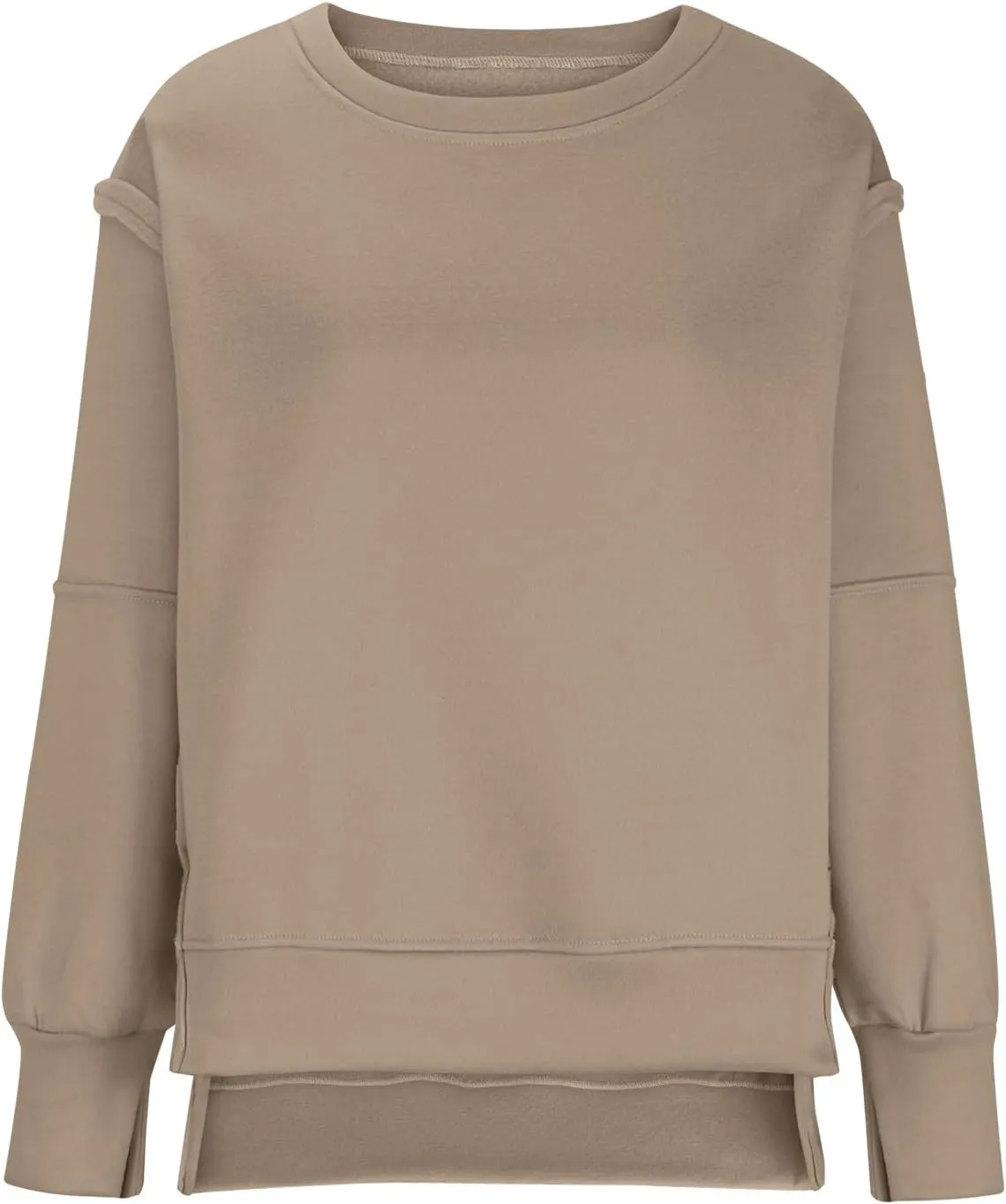 SMIDOW Womens Oversized Crewneck Sweatshirts Hoodies Fall 2023 Fashion Warm Y2k Clothes Casual Slit Sloucthy Pullover Tops