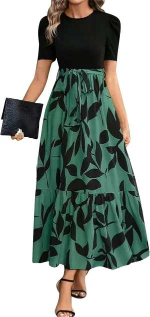 Spring Dresses for Women 2025,Wedding Guest Summer Wrap Dress for Women Patchwork Womens Easter Dresses Formal
