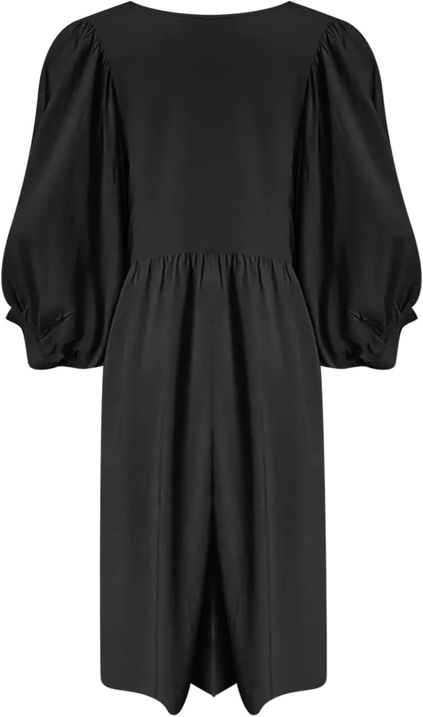 Summer Dresses for Women 2025 3/4 Sleeve Oversized Dress Loose V Neck Flowy Sundresses High Waisted Vacation Dresses