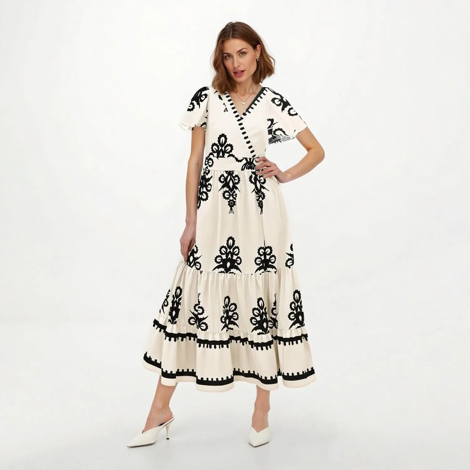Summer Dresses for Women 2025 Boho Maxi Dress Beach Vacation Casual Smocked A Line Sundress with Pockets