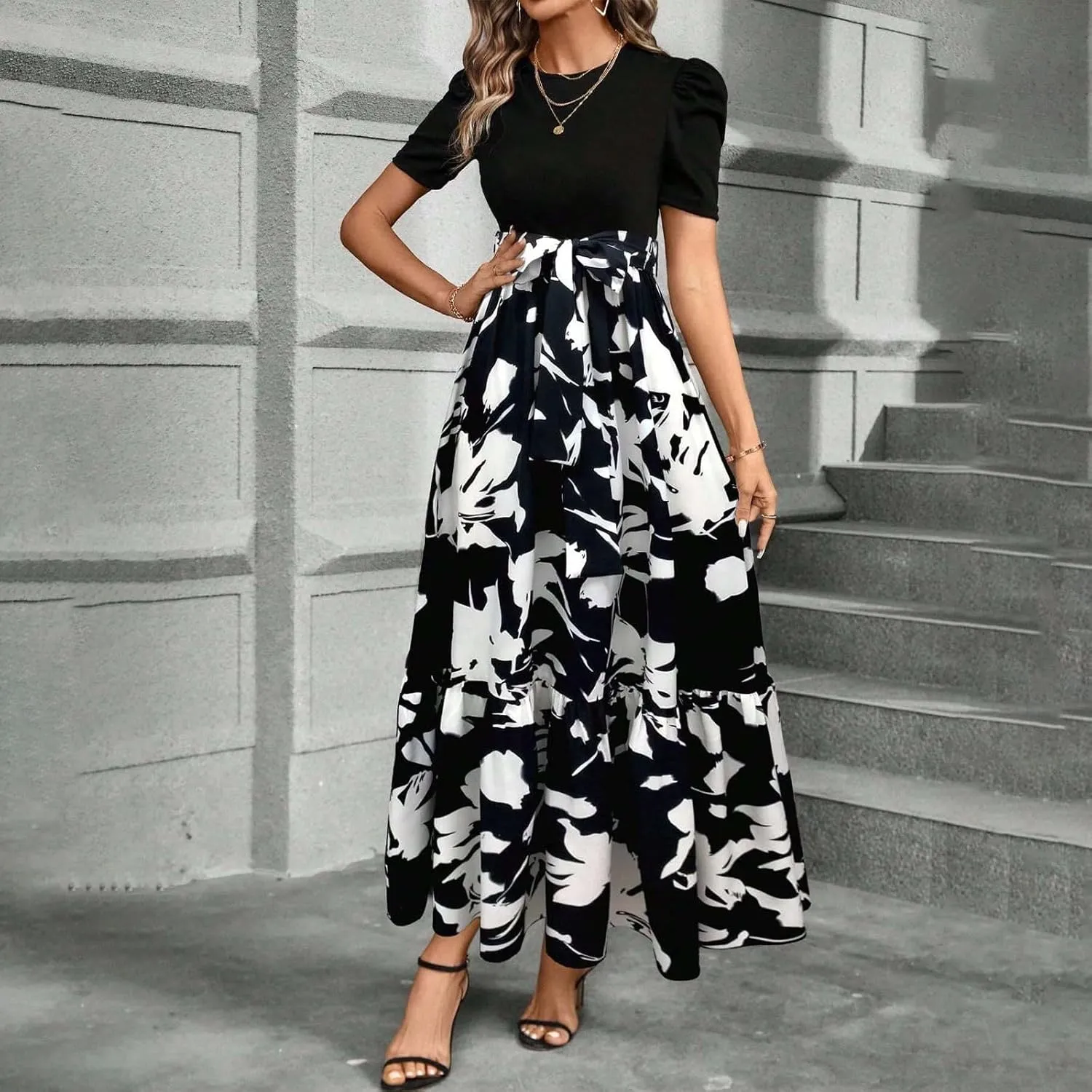 Summer Dresses for Women 2025 Business Casual Flowy Maxi Sun Dress Elegant Loose A Line Sundress