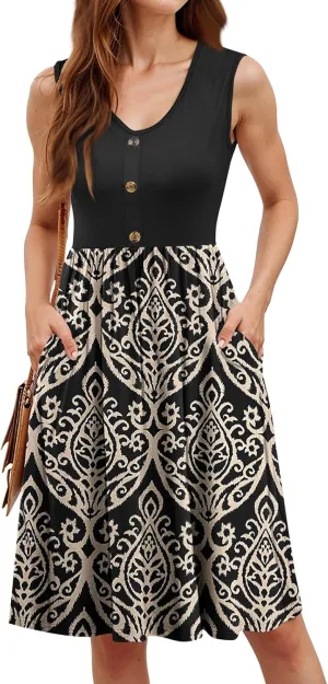 Summer Dresses for Women 2025 Business Casual Flowy Maxi Sun Dress Elegant Loose A Line Sundress