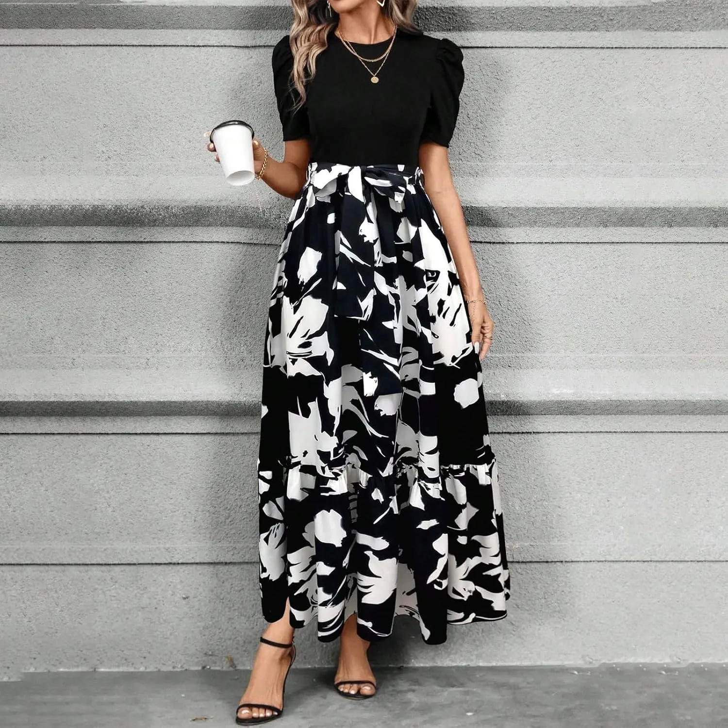 Summer Dresses for Women 2025 Business Casual Flowy Maxi Sun Dress Elegant Loose A Line Sundress