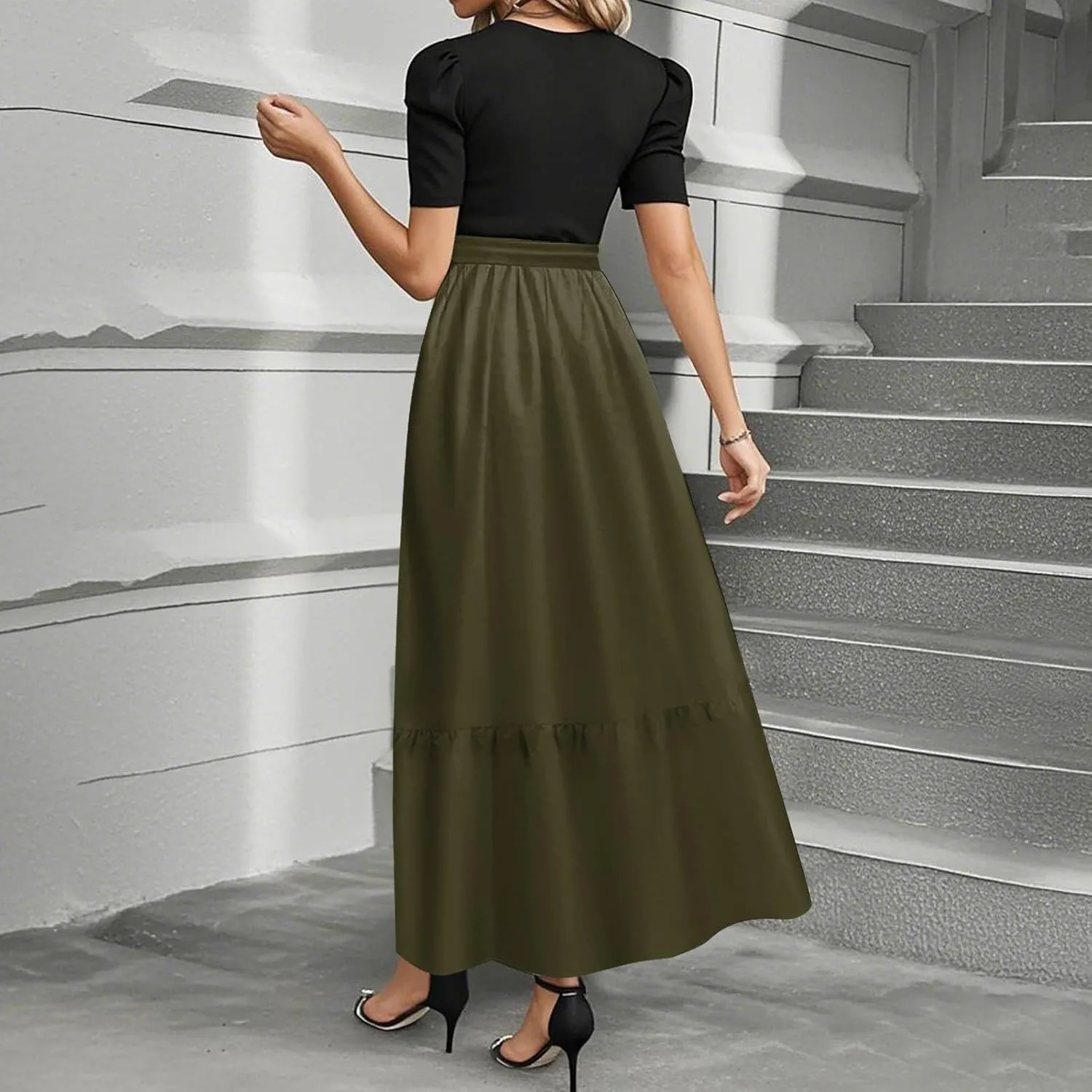Summer Dresses for Women 2025 Elegant Classy Short Sleeve Wedding Guest Dress Work Wrap Empire Waist A Line Sundress