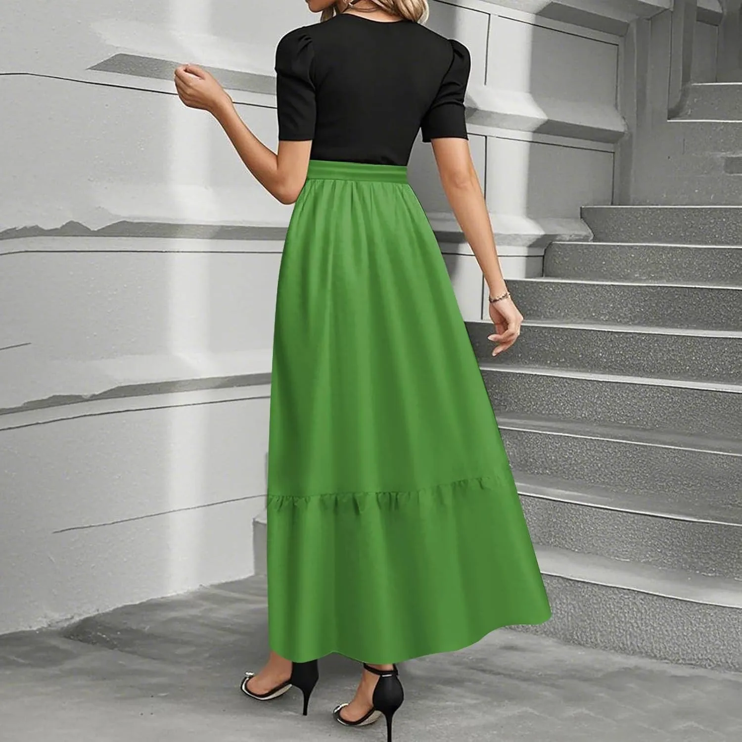 Summer Dresses for Women 2025 Elegant Classy Short Sleeve Wedding Guest Dress Work Wrap Empire Waist A Line Sundress