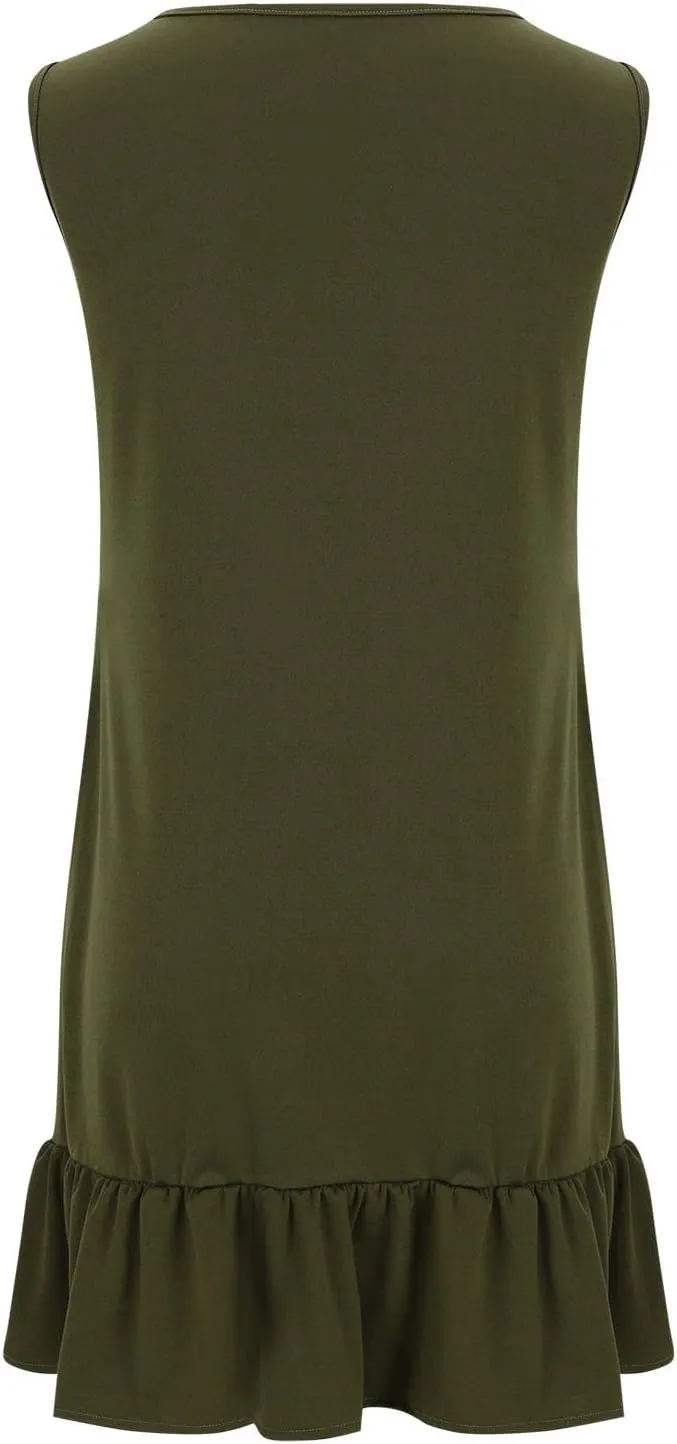 Summer Dresses for Women 2025 Sleeveless Crewneck Short Dress Trendy Plus Size Mini Dress
