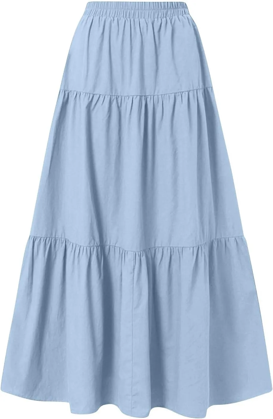 Summer Maxi Skirts for Women 2025 Tiered A Line Pleated Drawstring Long Skirt Boho Flowy Casual Vacation Skirts