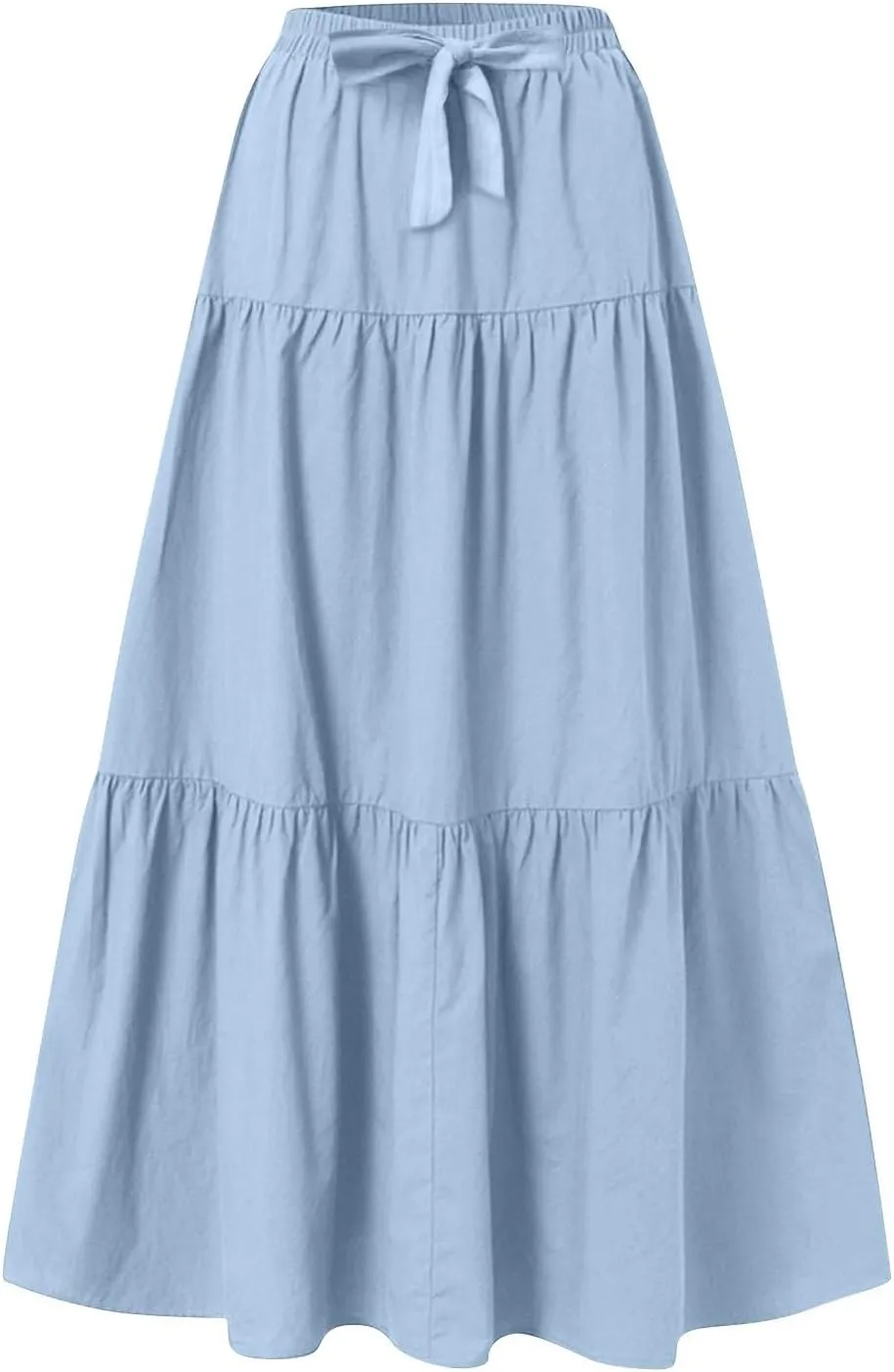 Summer Maxi Skirts for Women 2025 Tiered A Line Pleated Drawstring Long Skirt Boho Flowy Casual Vacation Skirts