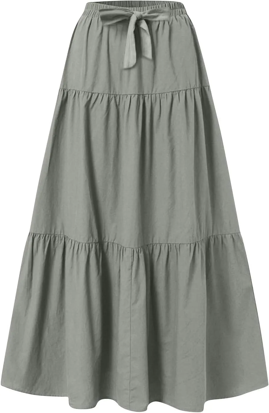 Summer Skirt for Women 2025 Maxi Skirt Drawstring Elastic High Waisted Smocked Tiered Aline Skirts Flowy Long Skirts