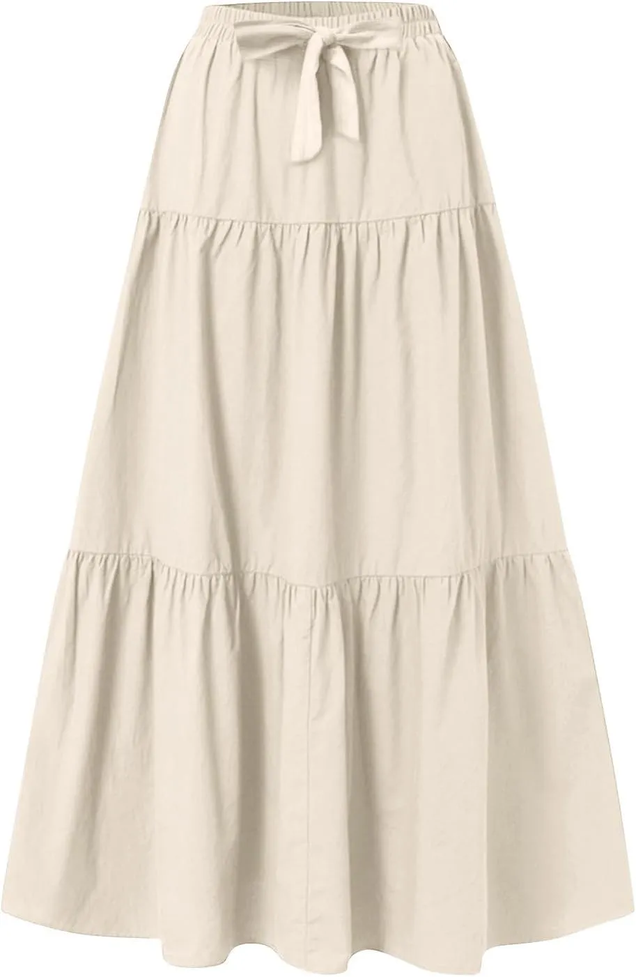 Summer Skirt for Women 2025 Maxi Skirt Drawstring Elastic High Waisted Smocked Tiered Aline Skirts Flowy Long Skirts