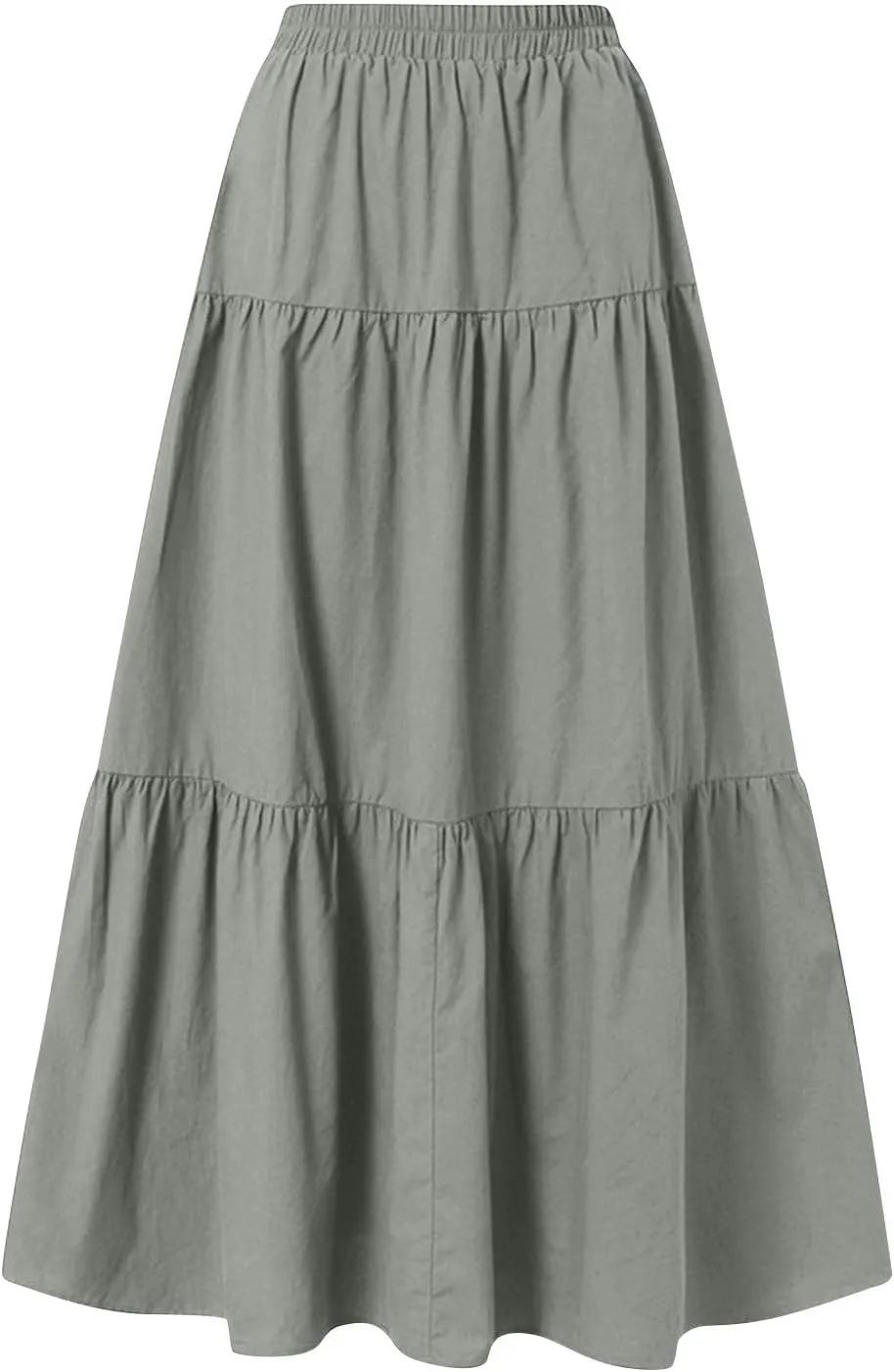 Summer Skirt for Women 2025 Maxi Skirt Drawstring Elastic High Waisted Smocked Tiered Aline Skirts Flowy Long Skirts