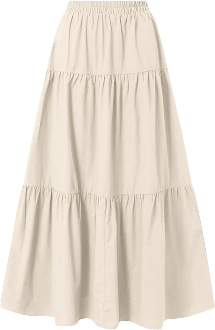 Summer Skirt for Women 2025 Maxi Skirt Drawstring Elastic High Waisted Smocked Tiered Aline Skirts Flowy Long Skirts