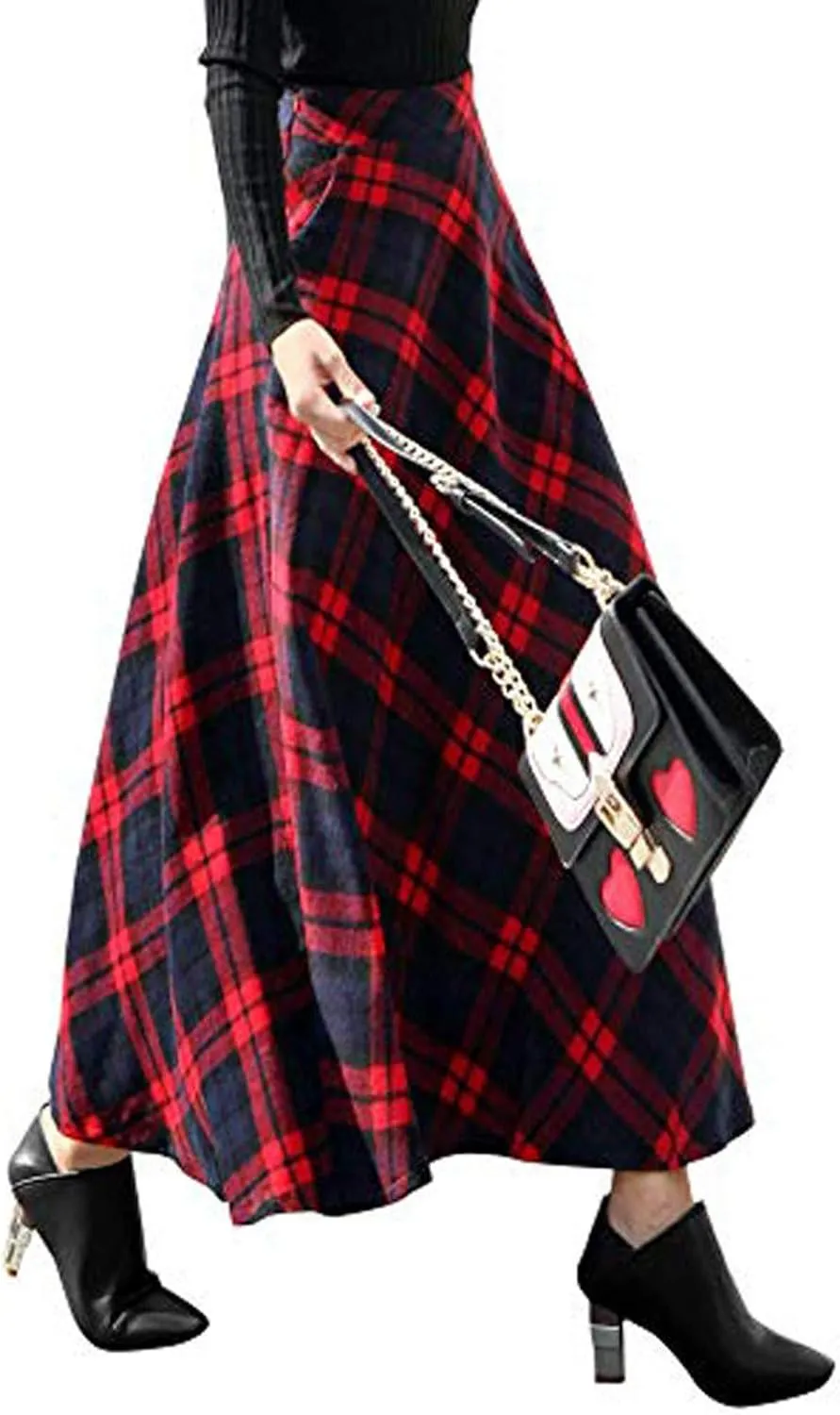 Summer Skirts for Women Long Pleated Trendy Plaid High Elastic Waisted A-Line Palazzo Skirts Casual Trendy Clothes