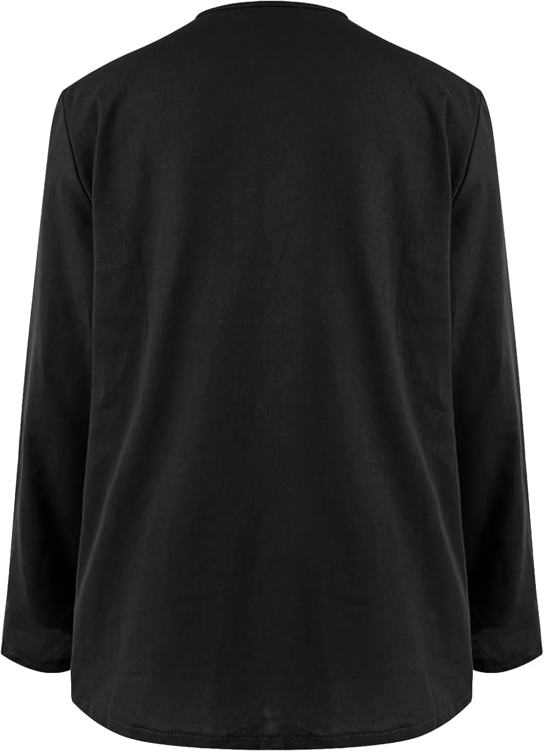 Summer Women's Fashion V Neck Long Sleeve Solid Color Shirts Casual Comfy Ventilate Loose Cotton Linen Tops 2025