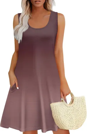 Sun Dress for Women Tank Dress Spring Work Dress Vintage Dress Sleeveless Hawaiian Short Dress Summer with Pocket